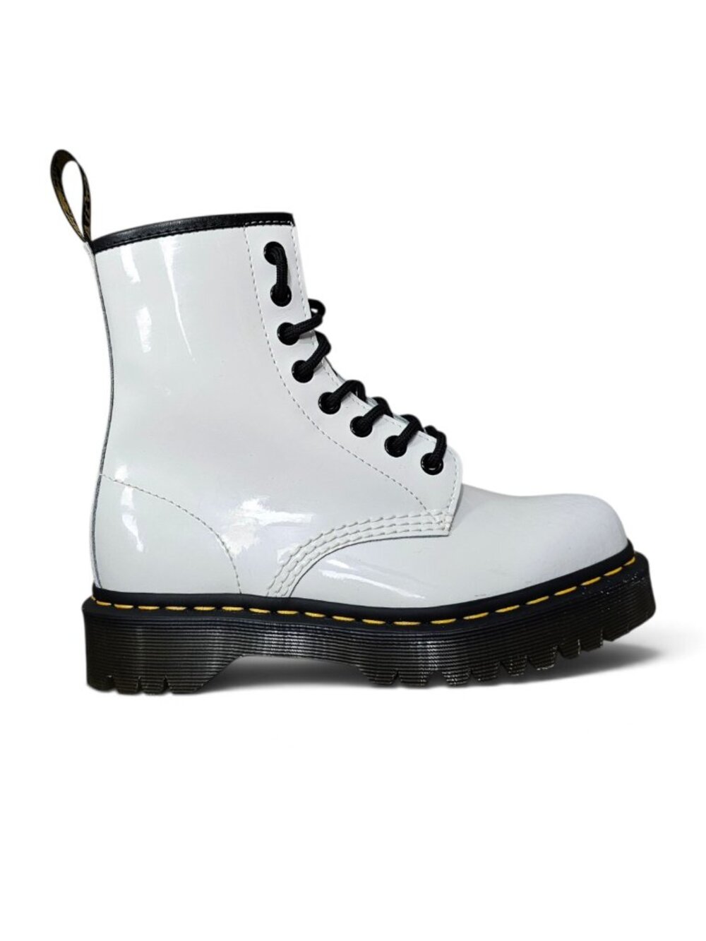 Dr. Martens 1460 Bex White Patent Lamper Leather Y2K Chunky Combat Boots Size 6
